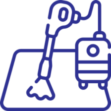 Carpet cleaning machine icon on black background.
